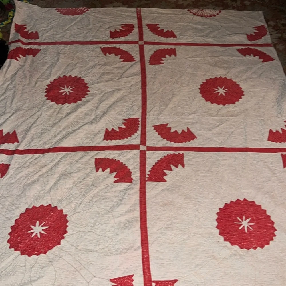 Antique handmade quilt 82” x 66” hand stitched patchwork